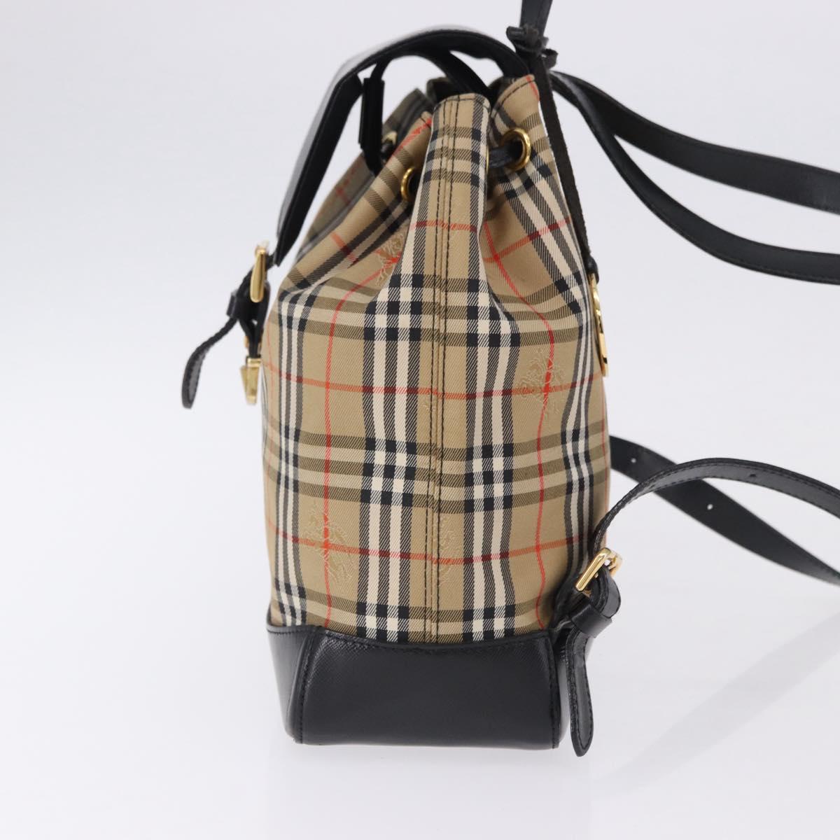 Burberrys Nova Check Backpack Canvas Beige Gold Tone Auth ep15445A