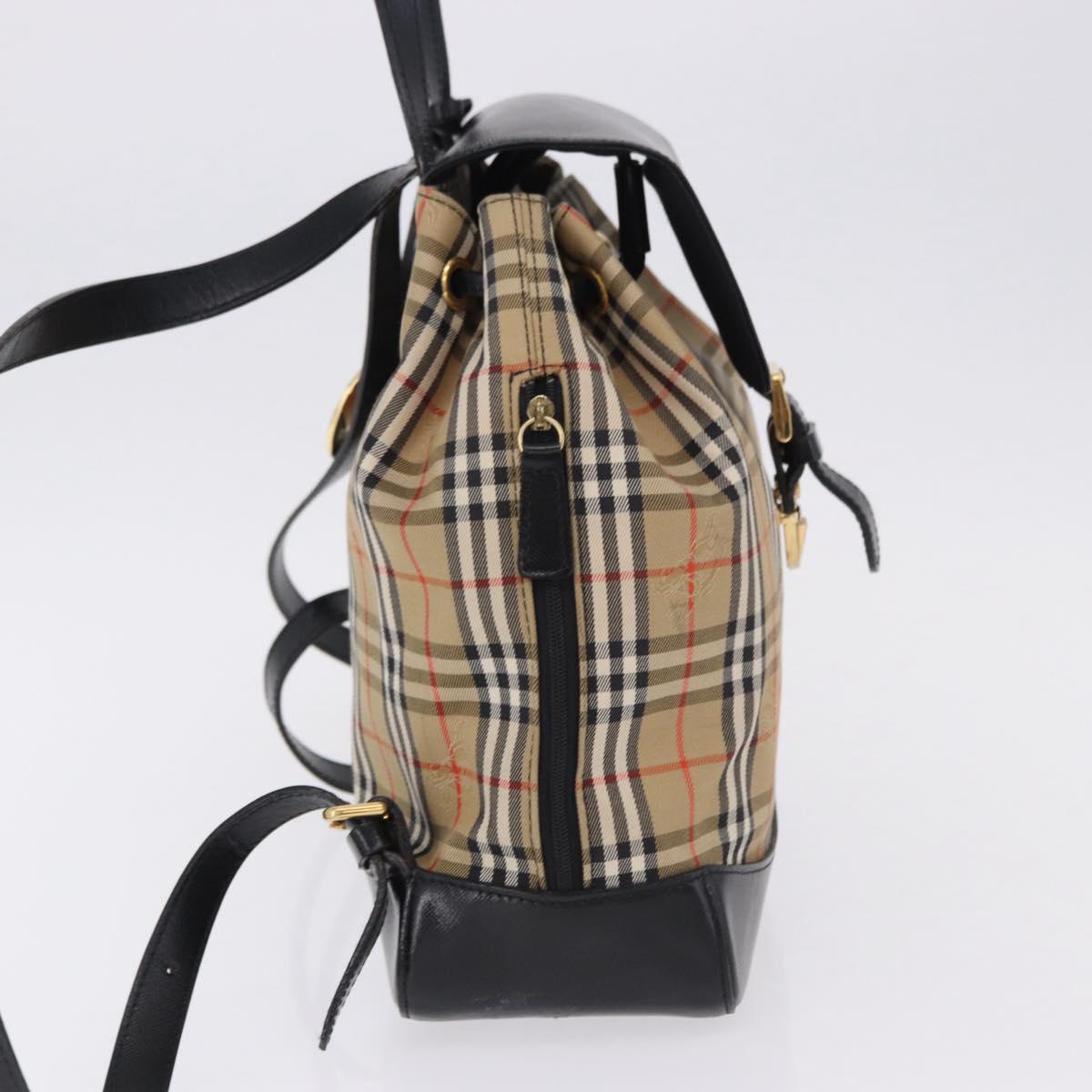 Burberrys Nova Check Backpack Canvas Beige Gold Tone Auth ep15445A