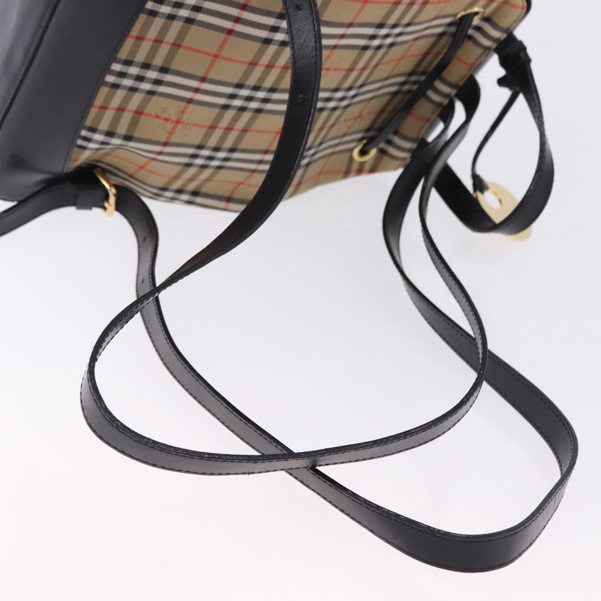 Burberrys Nova Check Backpack Canvas Beige Gold Tone Auth ep15445A