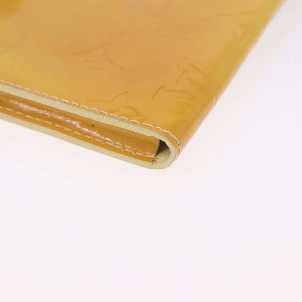 LOUIS VUITTON Monogram Vernis Walker Wallet Lime Yellow M91074 LV Auth ep15446