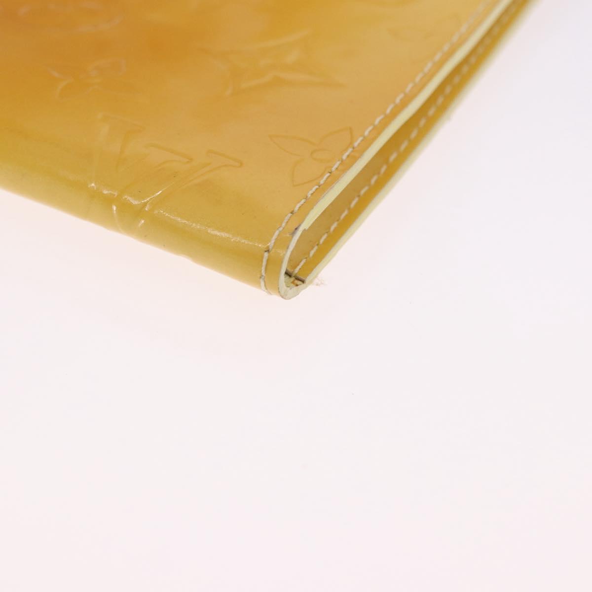 LOUIS VUITTON Monogram Vernis Walker Wallet Lime Yellow M91074 LV Auth ep15446