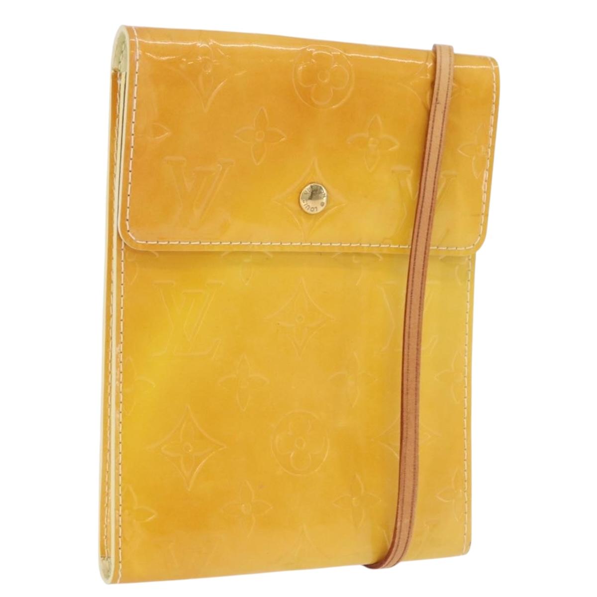 LOUIS VUITTON Monogram Vernis Walker Wallet Lime Yellow M91074 LV Auth ep15446