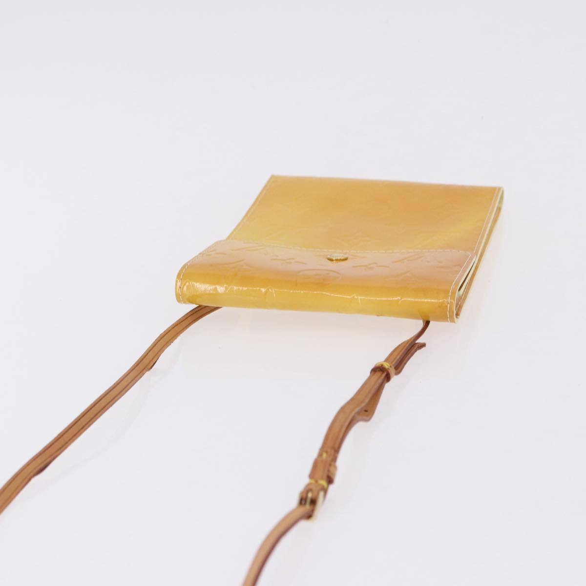 LOUIS VUITTON Monogram Vernis Walker Wallet Lime Yellow M91074 LV Auth ep15446