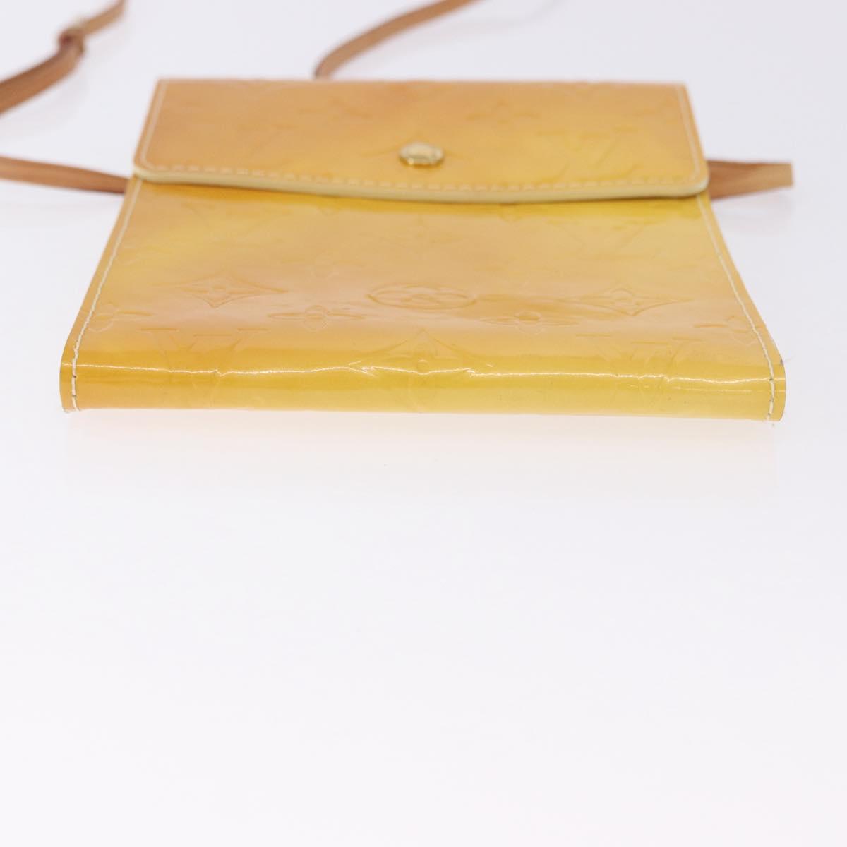 LOUIS VUITTON Monogram Vernis Walker Wallet Lime Yellow M91074 LV Auth ep15446
