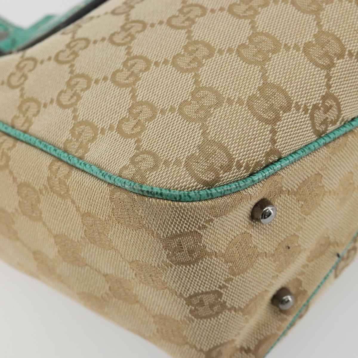 GUCCI GG Canvas Hand Bag Beige Green 113019 Auth ep15447A