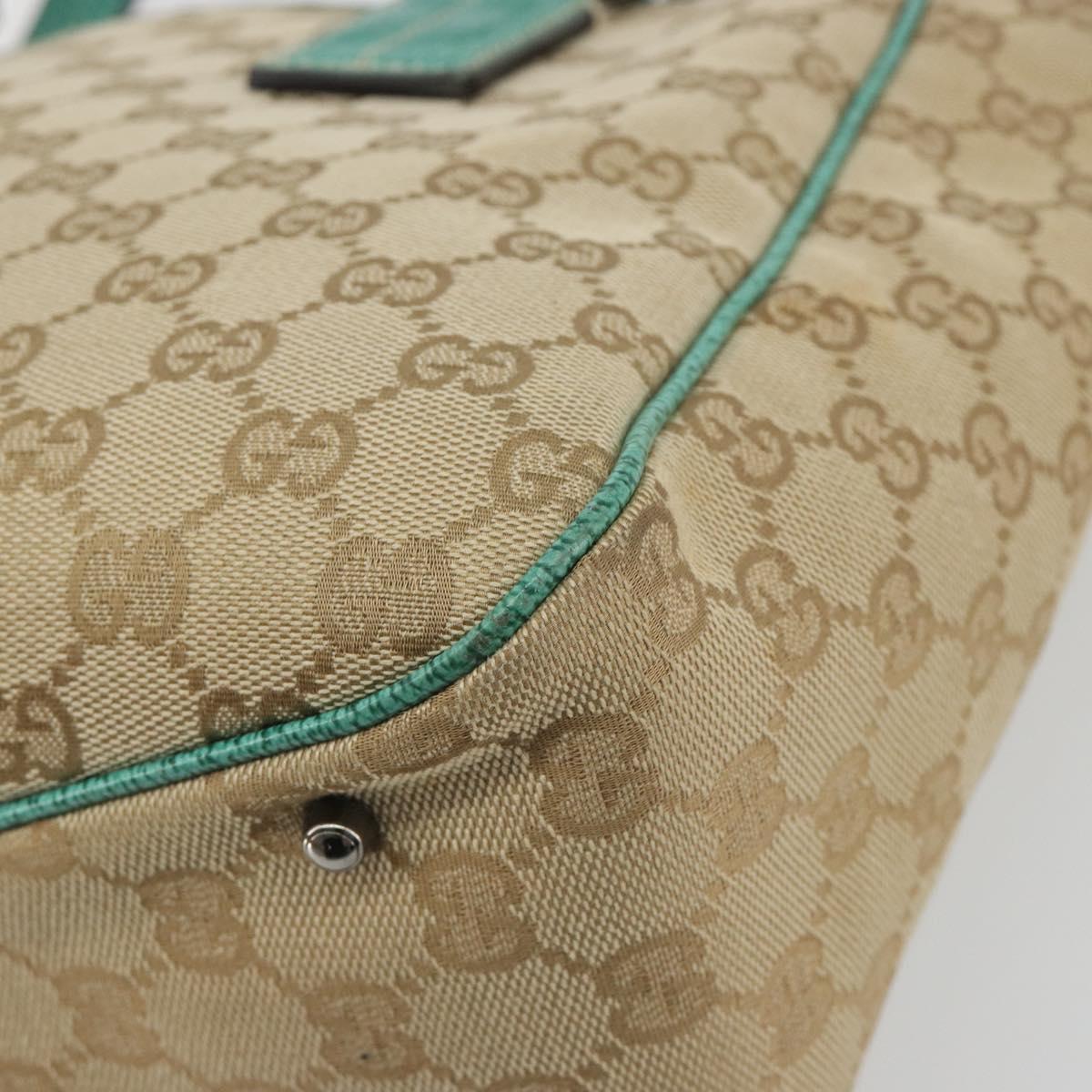 GUCCI GG Canvas Hand Bag Beige Green 113019 Auth ep15447A