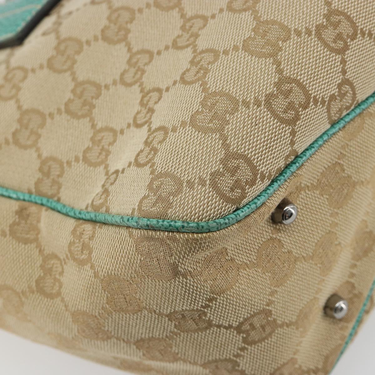 GUCCI GG Canvas Hand Bag Beige Green 113019 Auth ep15447A