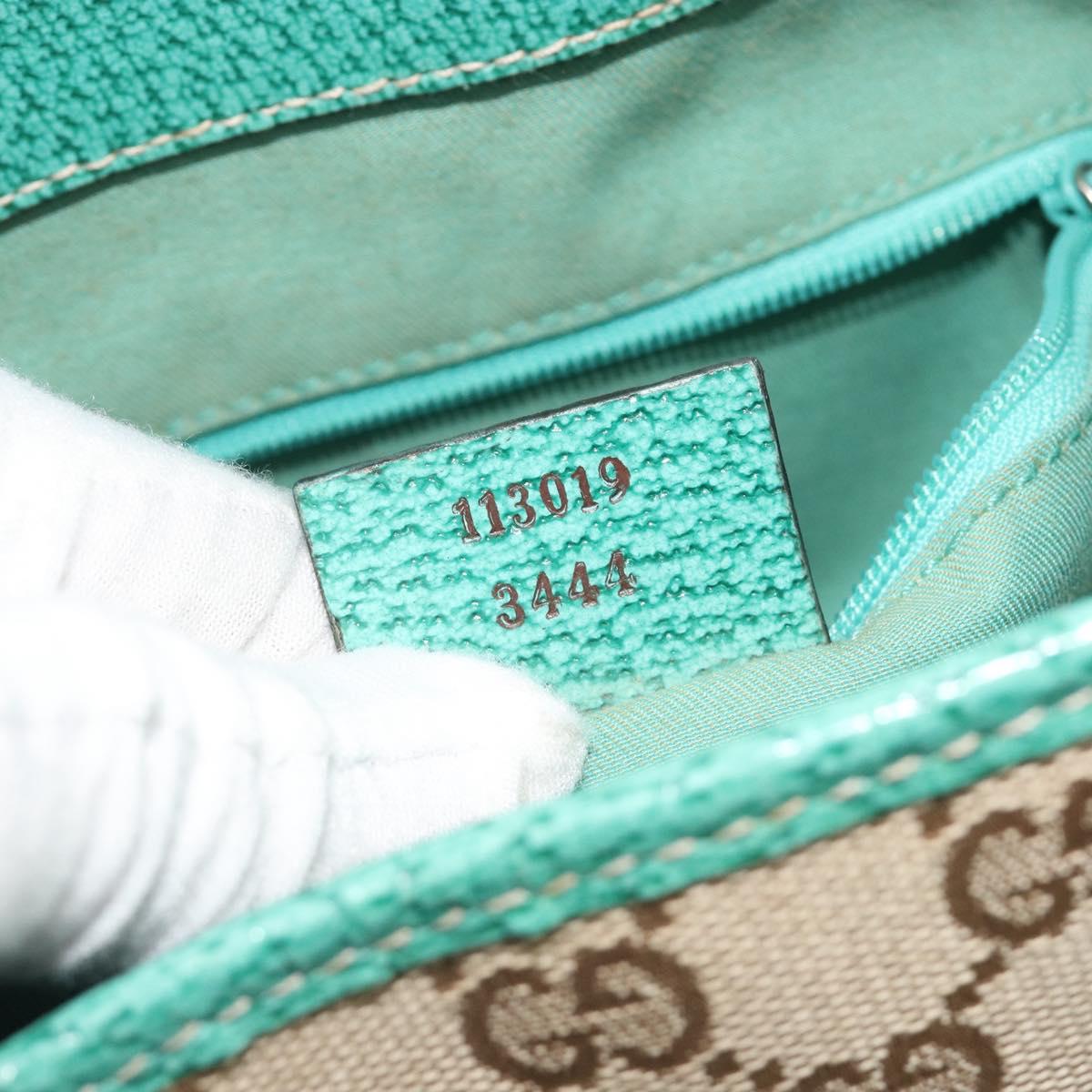 GUCCI GG Canvas Hand Bag Beige Green 113019 Auth ep15447A