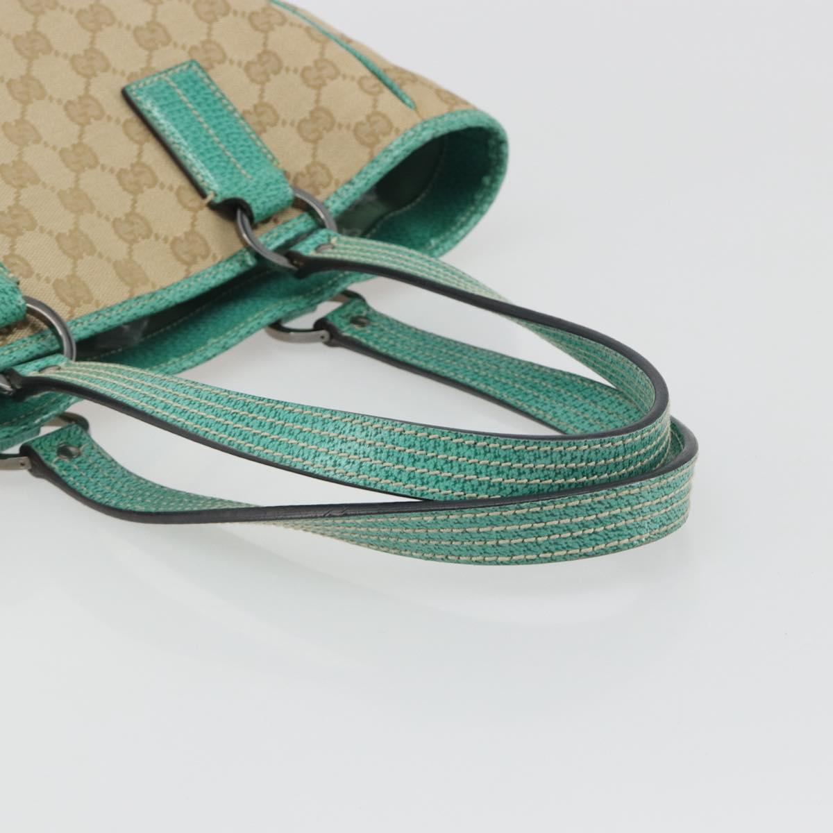 GUCCI GG Canvas Hand Bag Beige Green 113019 Auth ep15447A