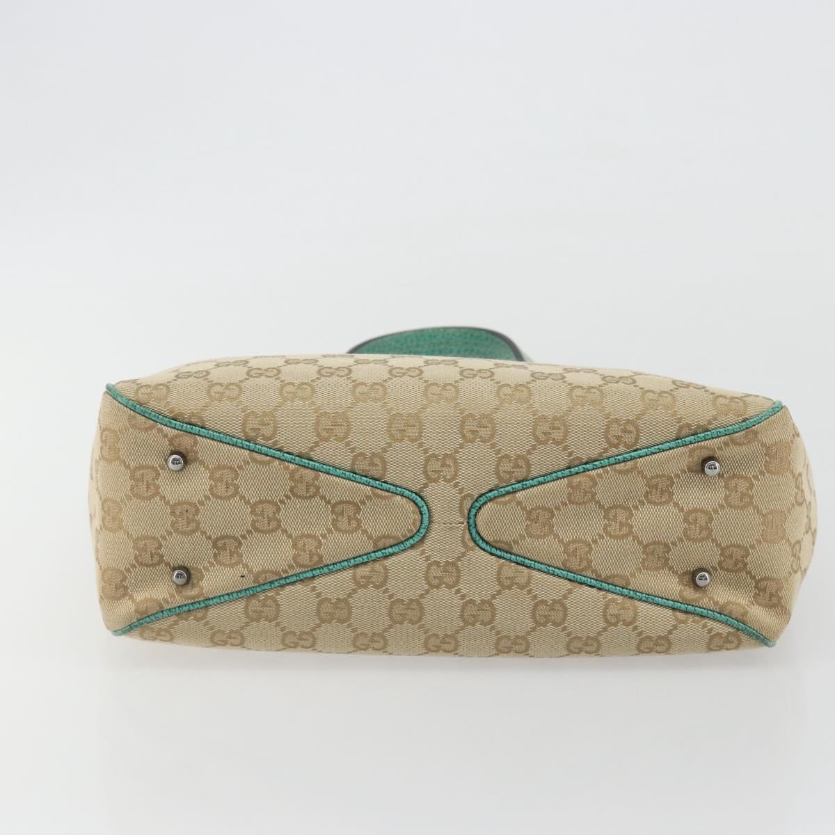 GUCCI GG Canvas Hand Bag Beige Green 113019 Auth ep15447A