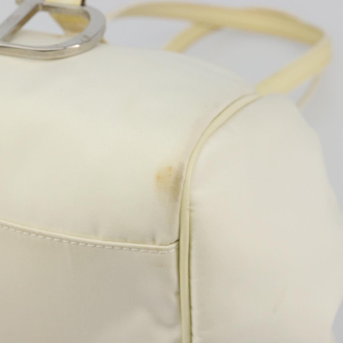 Christian Dior Hand Bag Nylon White Silver Auth ep15448