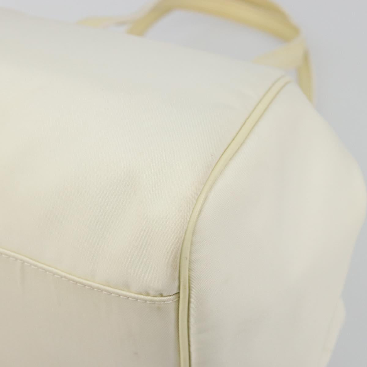 Christian Dior Hand Bag Nylon White Silver Auth ep15448