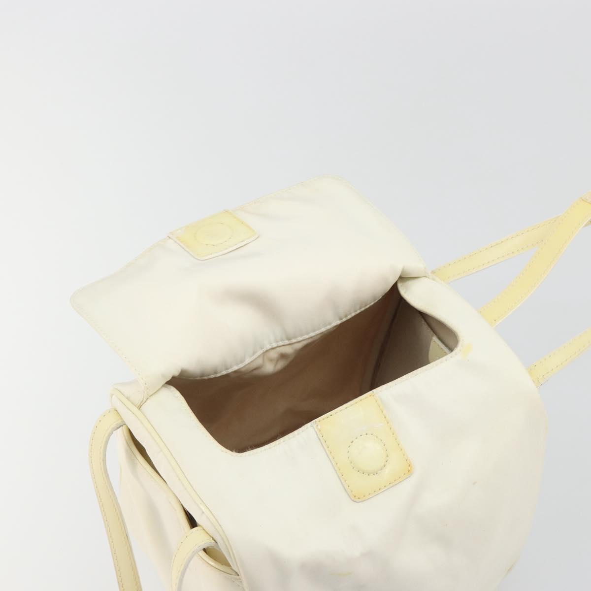 Christian Dior Hand Bag Nylon White Silver Auth ep15448