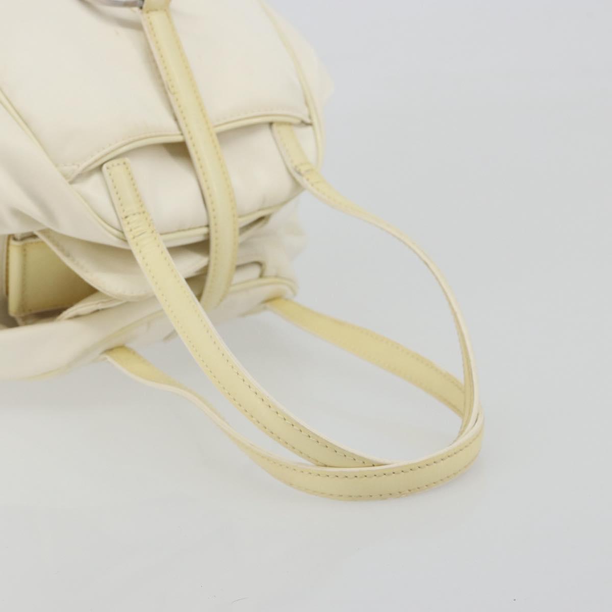 Christian Dior Hand Bag Nylon White Silver Auth ep15448