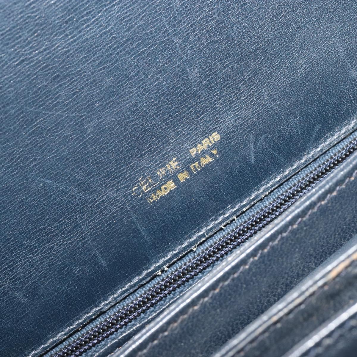 CELINE C Sulky Shoulder Bag Canvas Navy Gold Tone Auth ep15449