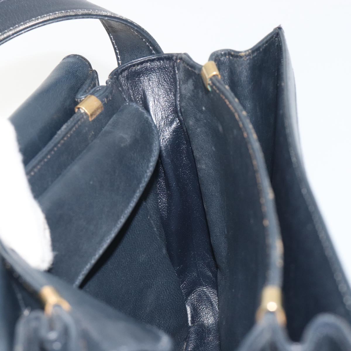 CELINE C Sulky Shoulder Bag Canvas Navy Gold Tone Auth ep15449