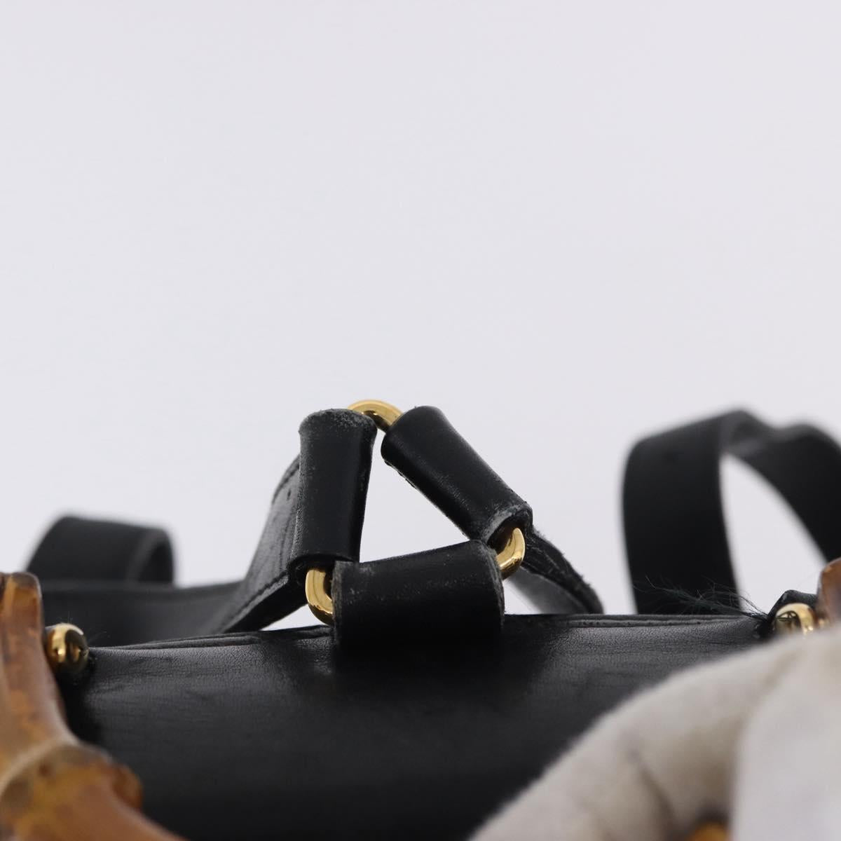 GUCCI Bamboo Backpack Leather Black Gold Tone 003 2034 0030 Auth ep15450