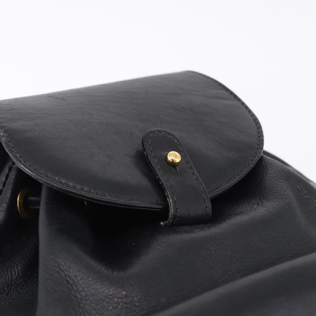 GUCCI Bamboo Backpack Leather Black Gold Tone 003 2034 0030 Auth ep15450