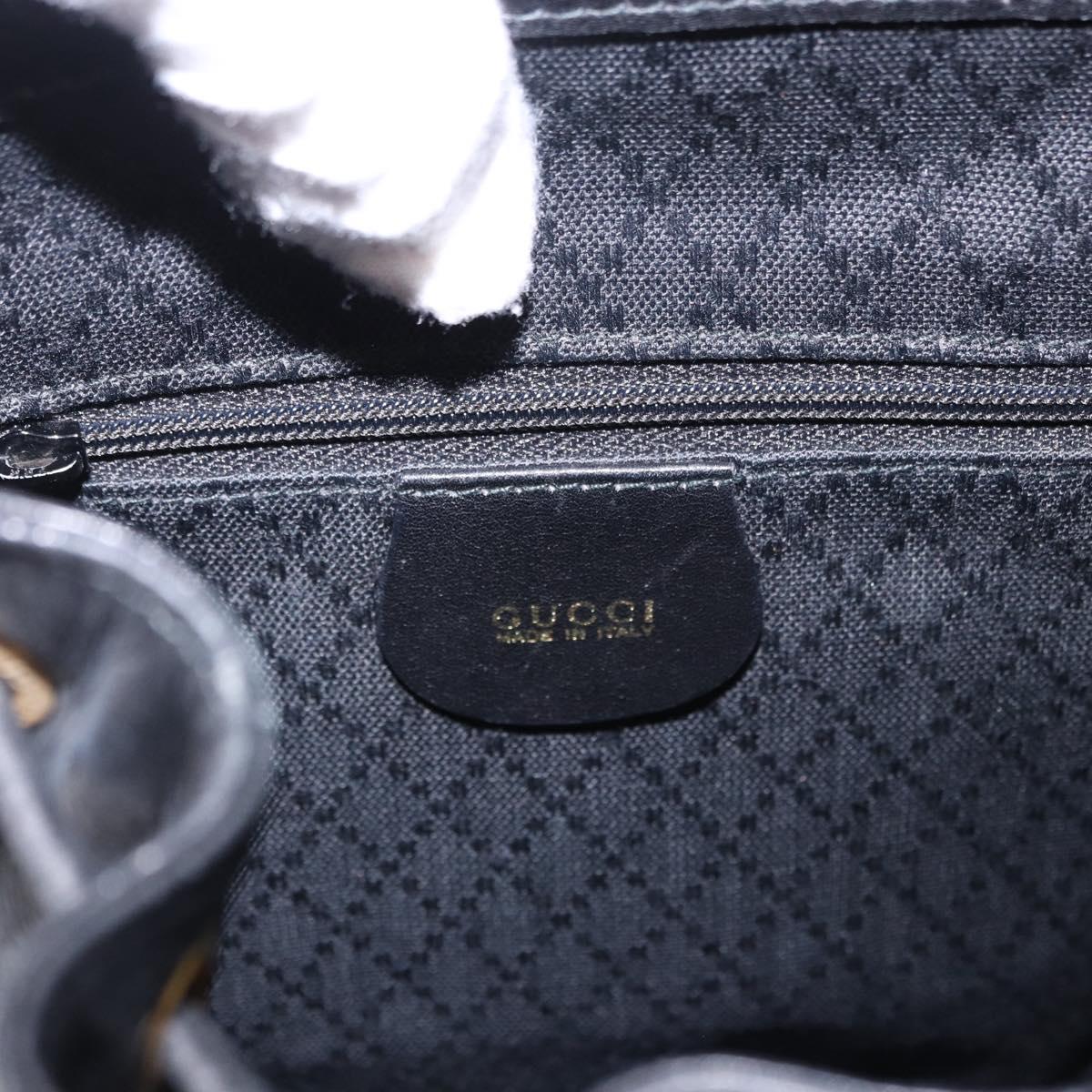 GUCCI Bamboo Backpack Leather Black Gold Tone 003 2034 0030 Auth ep15450