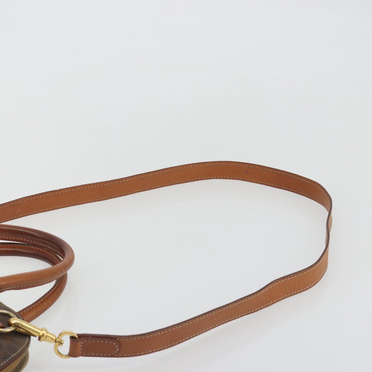 CELINE Macadam Hand Bag PVC Leather 2way Brown Gold Tone Auth ep15452
