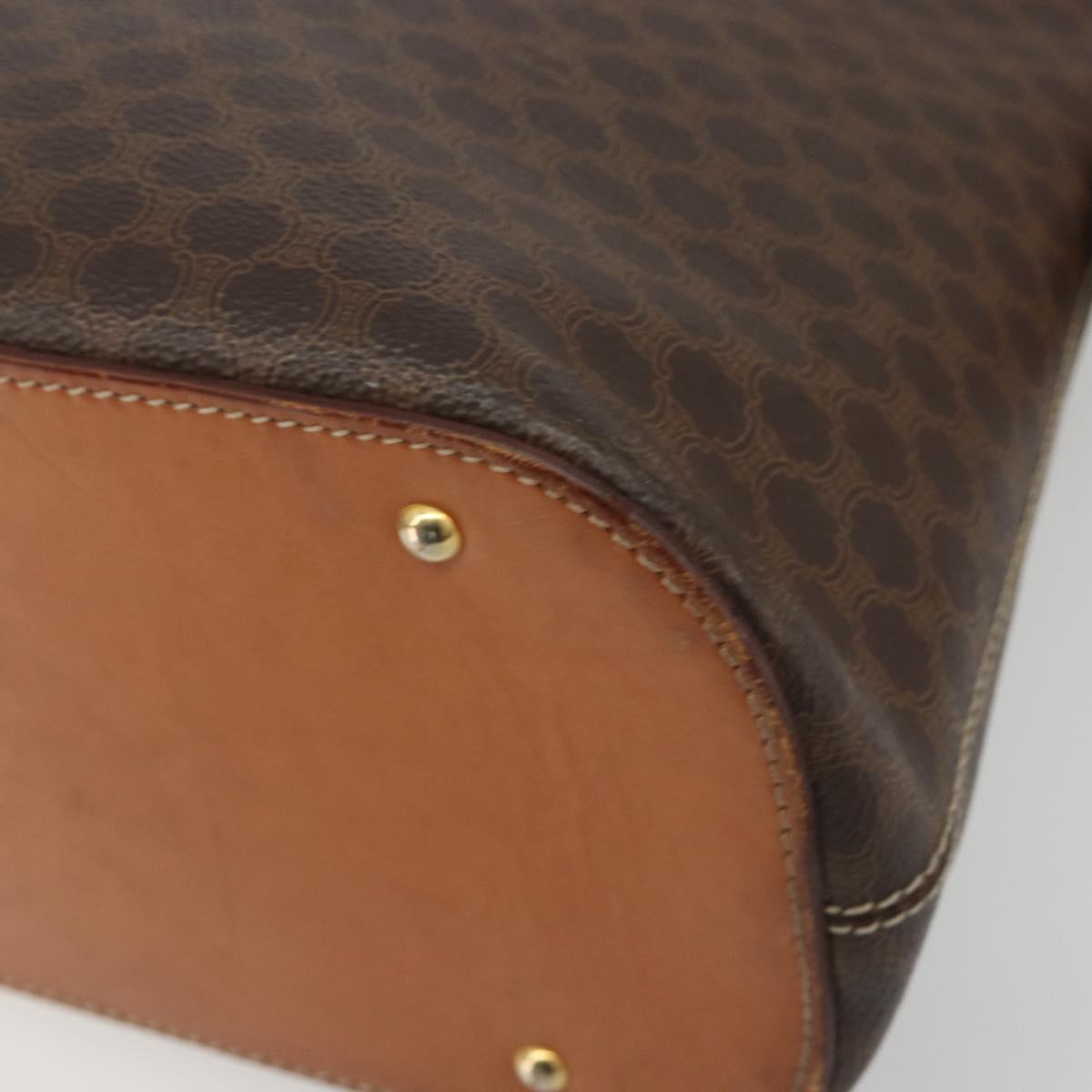 CELINE Macadam Hand Bag PVC Leather 2way Brown Gold Tone Auth ep15452