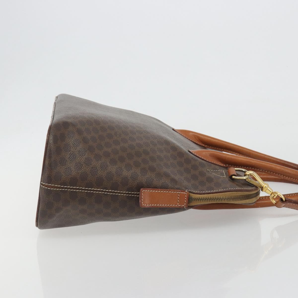 CELINE Macadam Hand Bag PVC Leather 2way Brown Gold Tone Auth ep15452