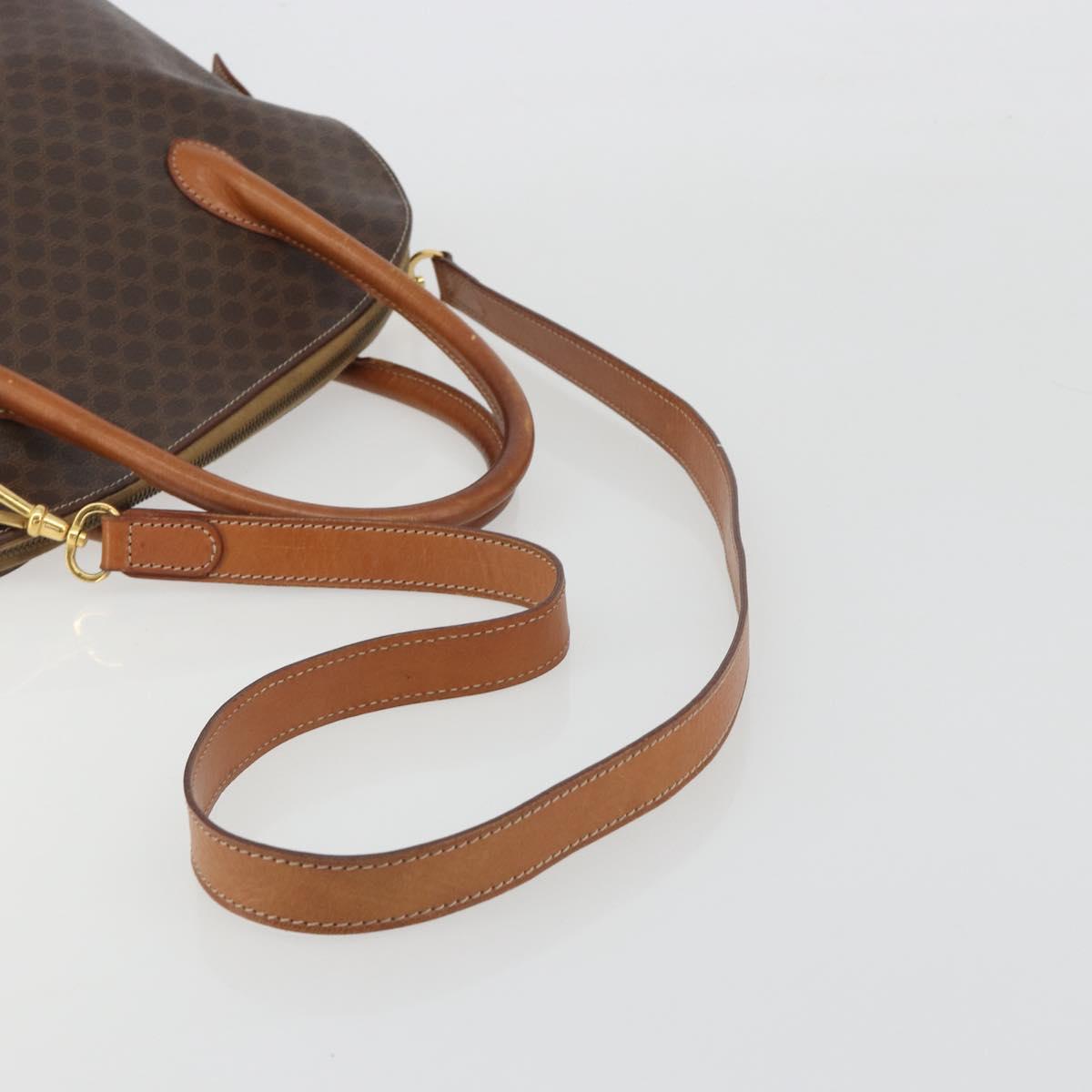 CELINE Macadam Hand Bag PVC Leather 2way Brown Gold Tone Auth ep15452