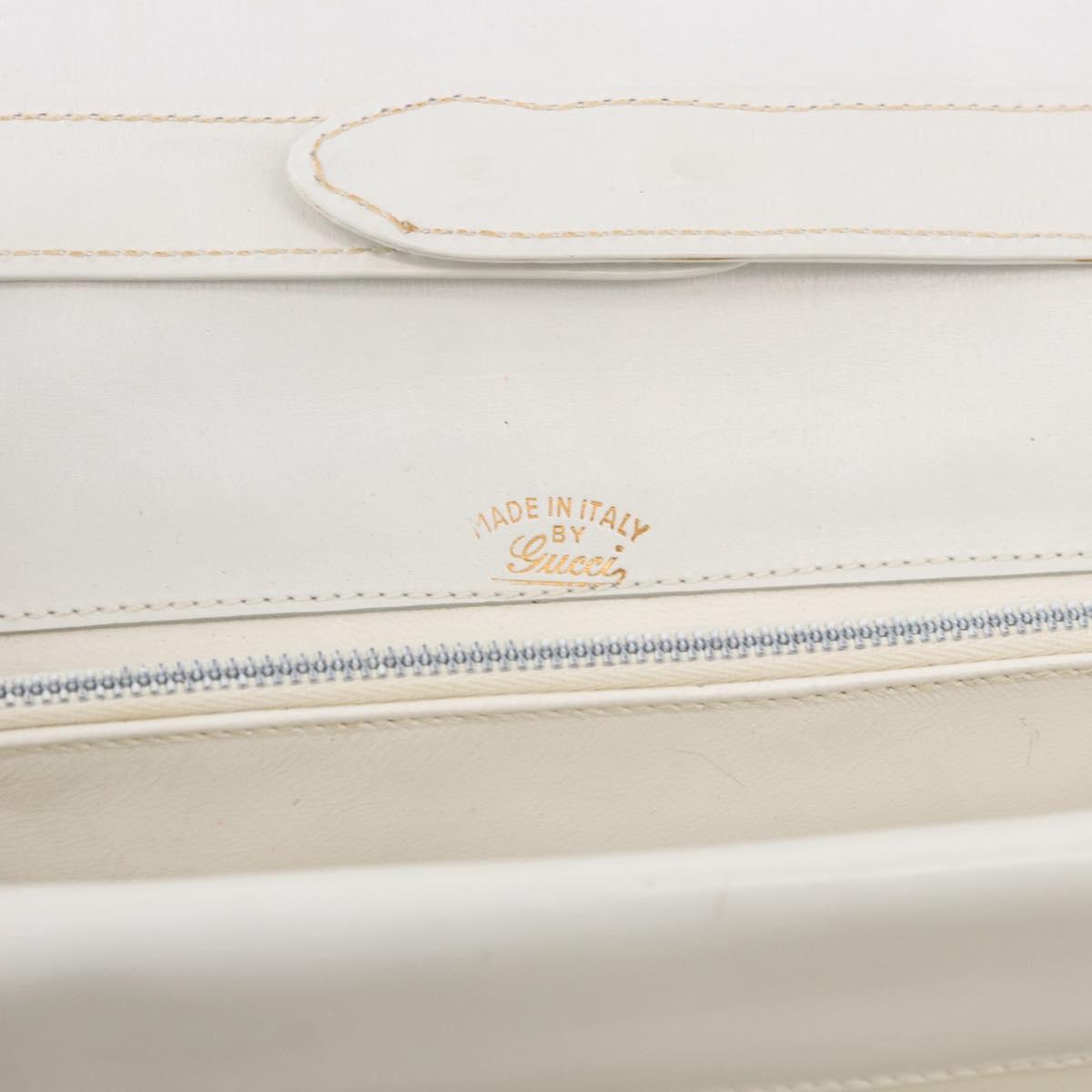 GUCCI Shoulder Bag Leather White Gold Tone Auth ep15453
