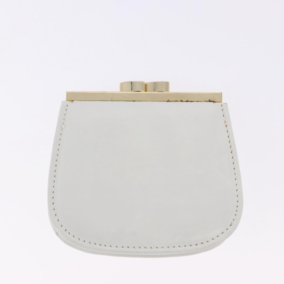 GUCCI Shoulder Bag Leather White Gold Tone Auth ep15453