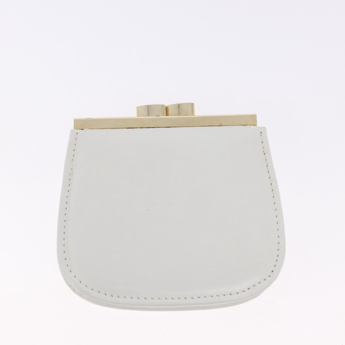 GUCCI Shoulder Bag Leather White Gold Tone Auth ep15453