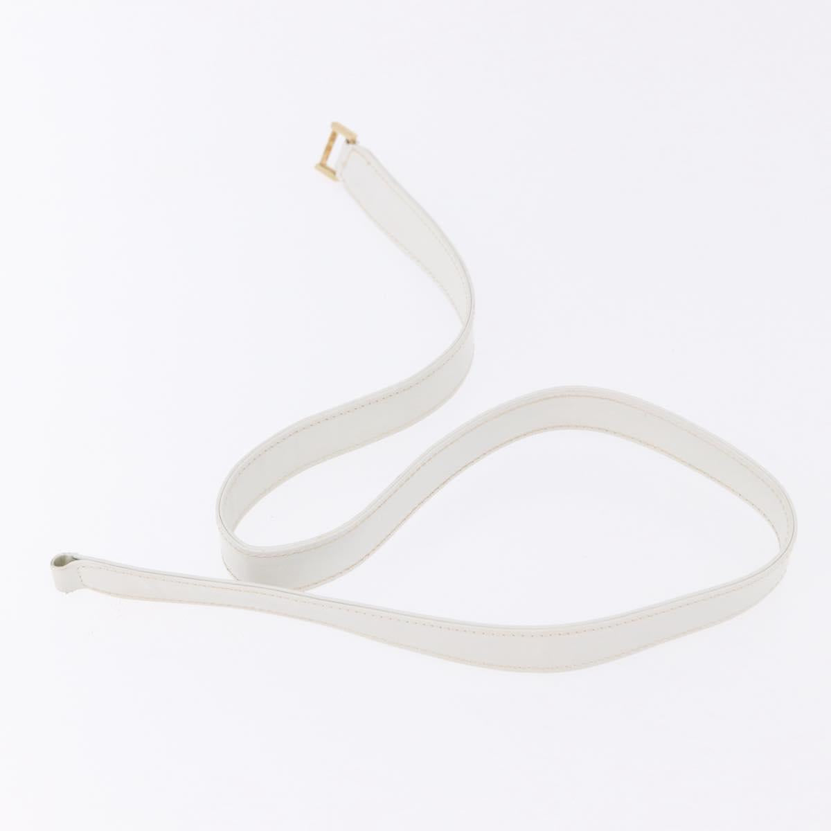 GUCCI Shoulder Bag Leather White Gold Tone Auth ep15453