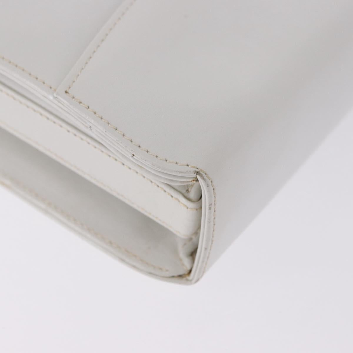 GUCCI Shoulder Bag Leather White Gold Tone Auth ep15453