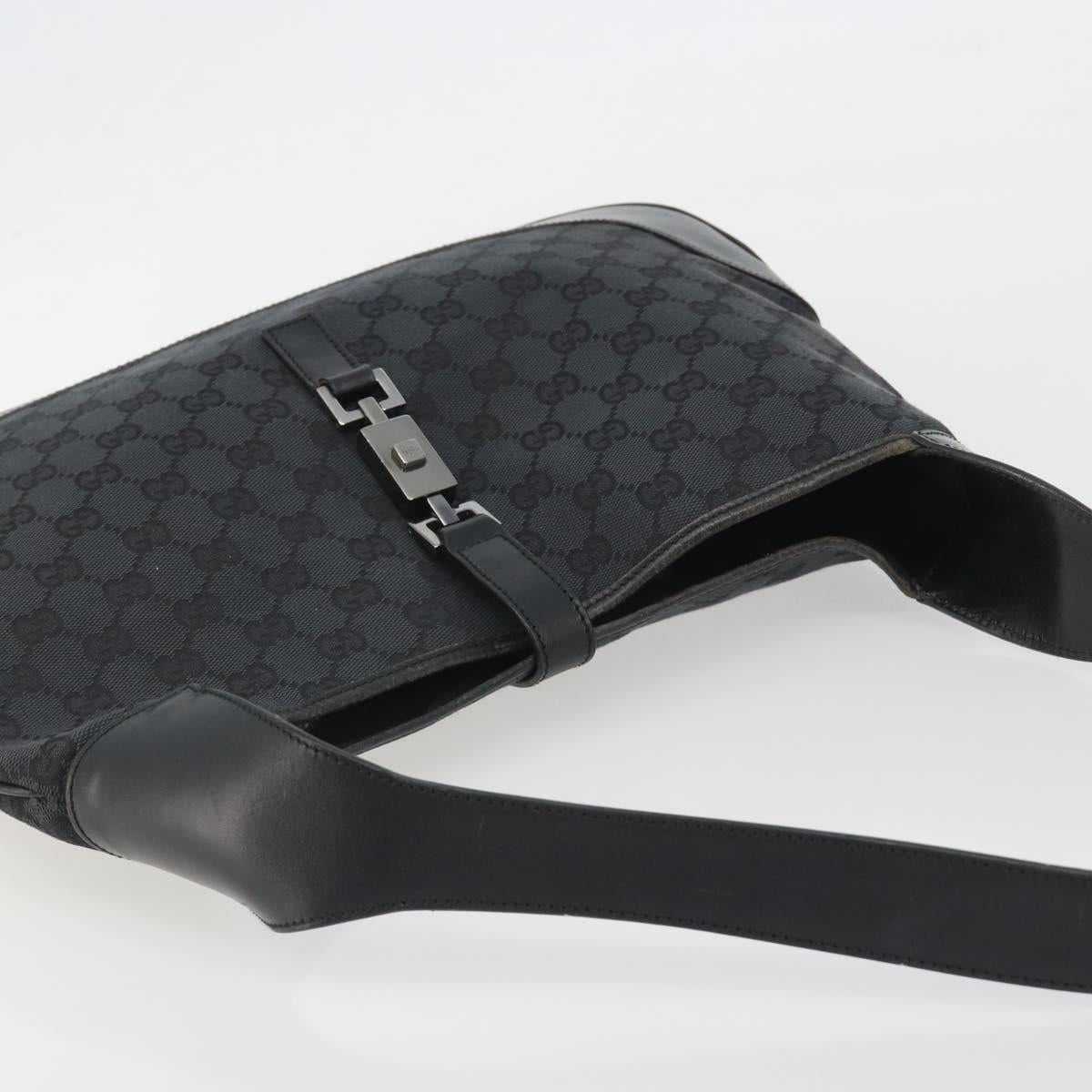 GUCCI GG Canvas Jackie Hand Bag Black Silver 001 3346 Auth ep15456A