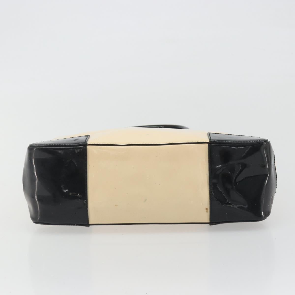 GUCCI Hand Bag Patent Beige Black 002 1103 Auth ep15459