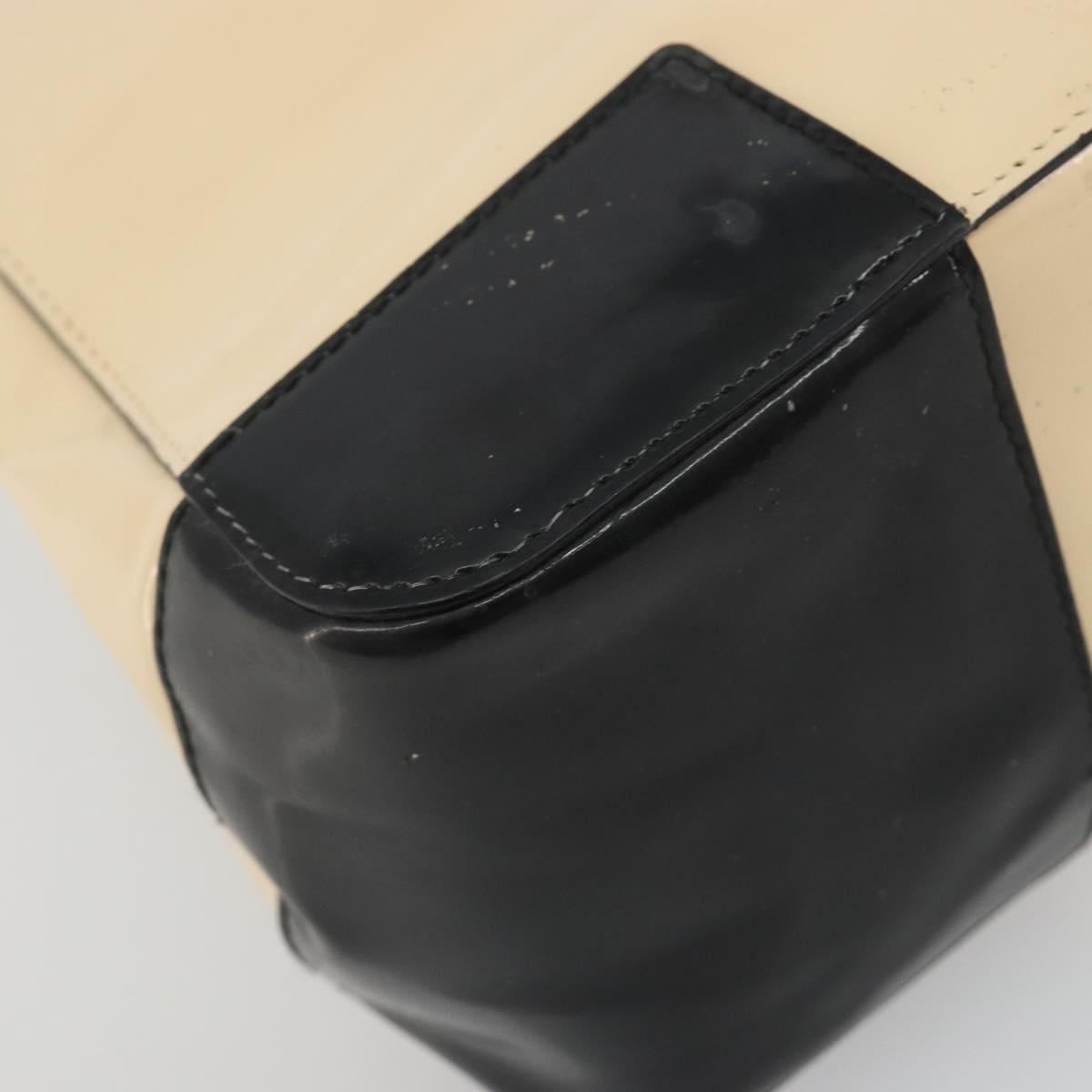 GUCCI Hand Bag Patent Beige Black 002 1103 Auth ep15459