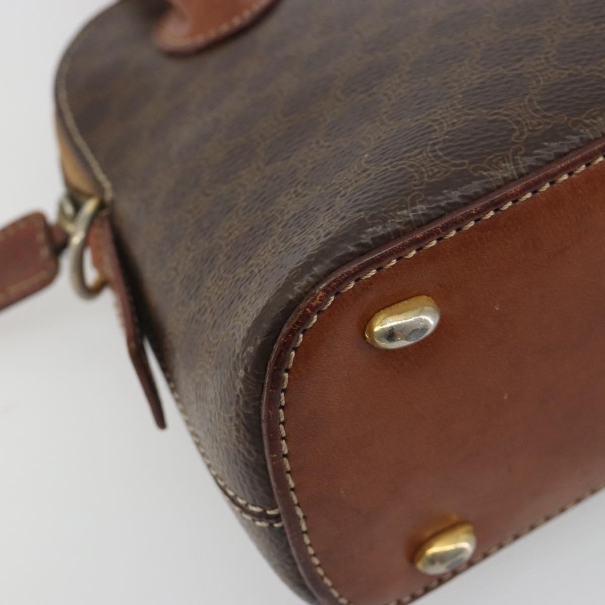 CELINE Macadam Hand Bag PVC Leather Brown Gold Tone Auth ep15461