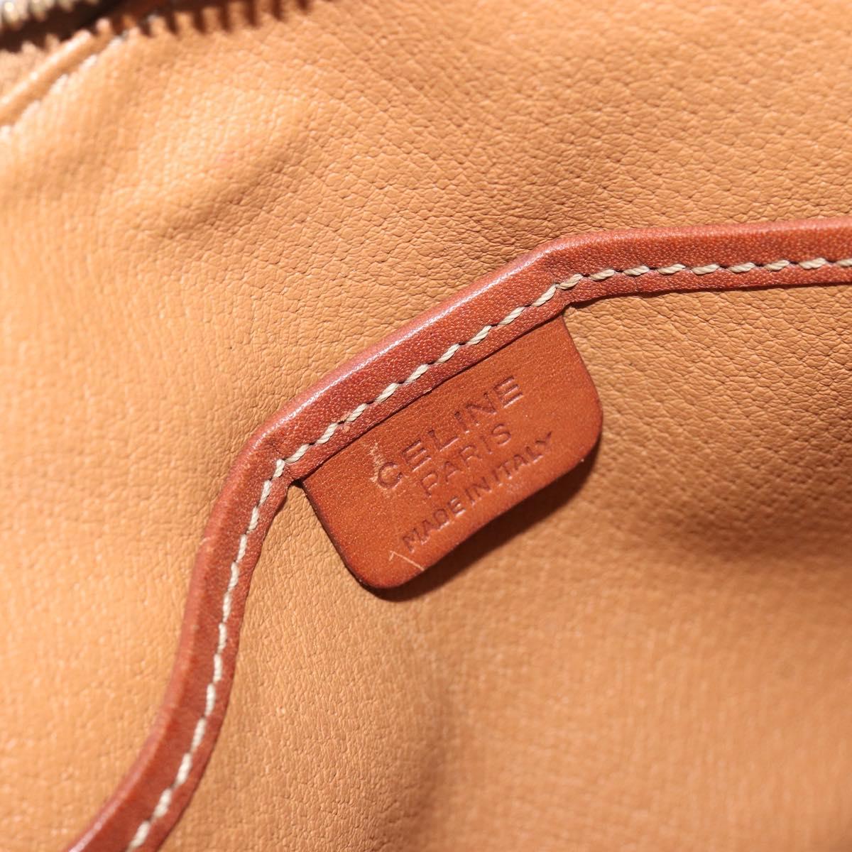 CELINE Macadam Hand Bag PVC Leather Brown Gold Tone Auth ep15461