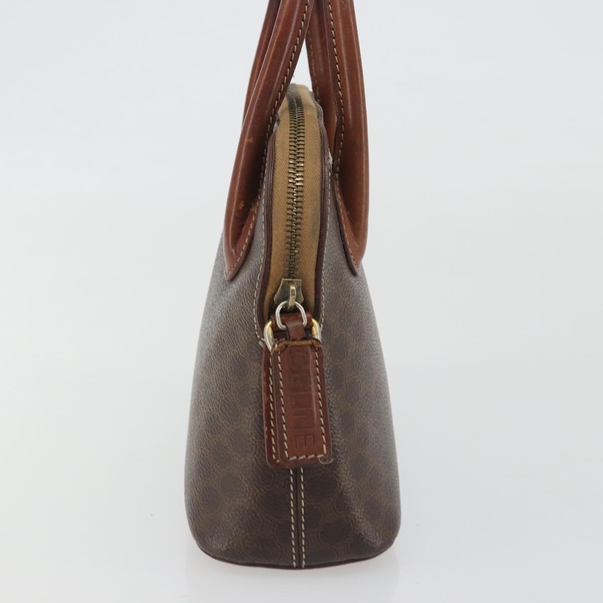 CELINE Macadam Hand Bag PVC Leather Brown Gold Tone Auth ep15461