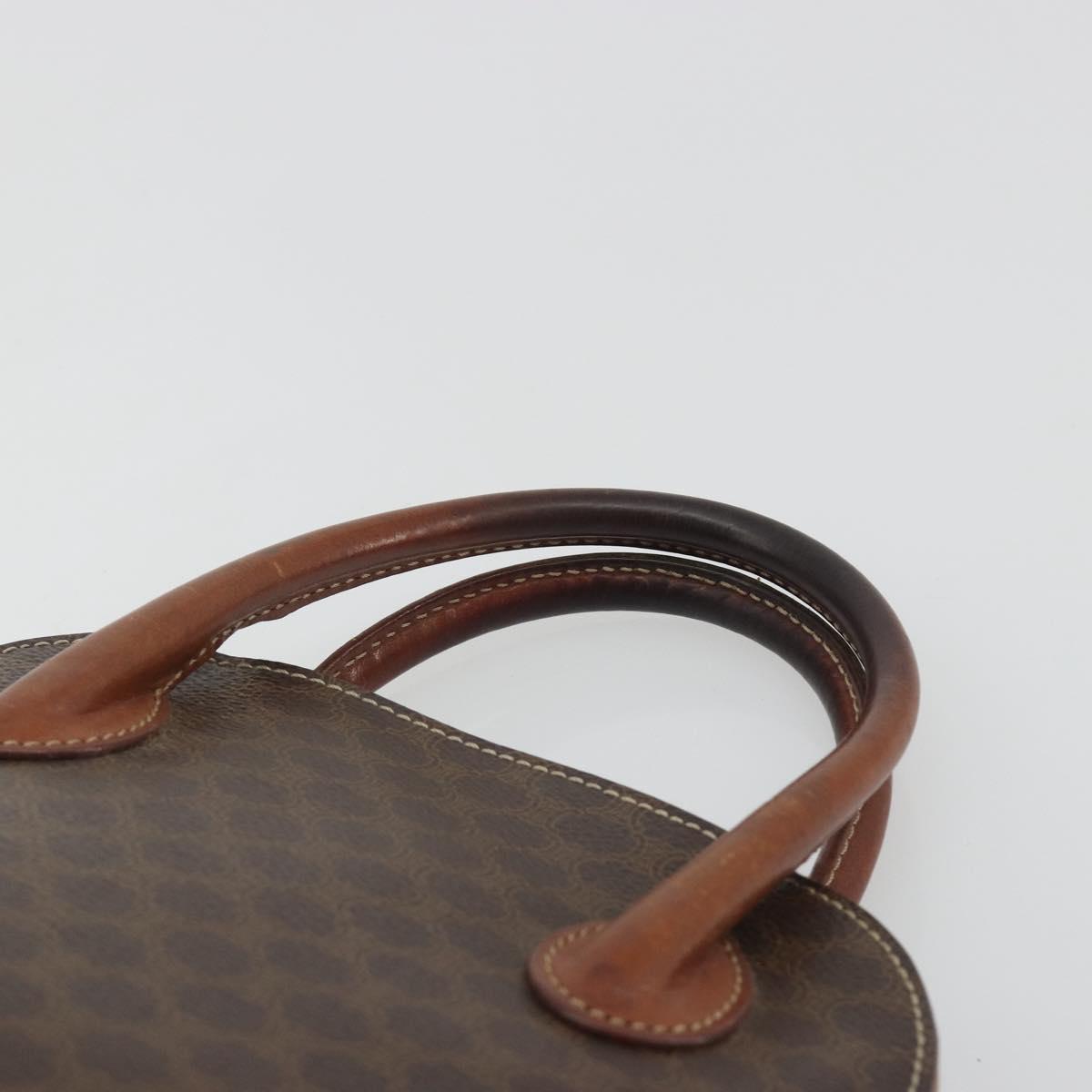 CELINE Macadam Hand Bag PVC Leather Brown Gold Tone Auth ep15461