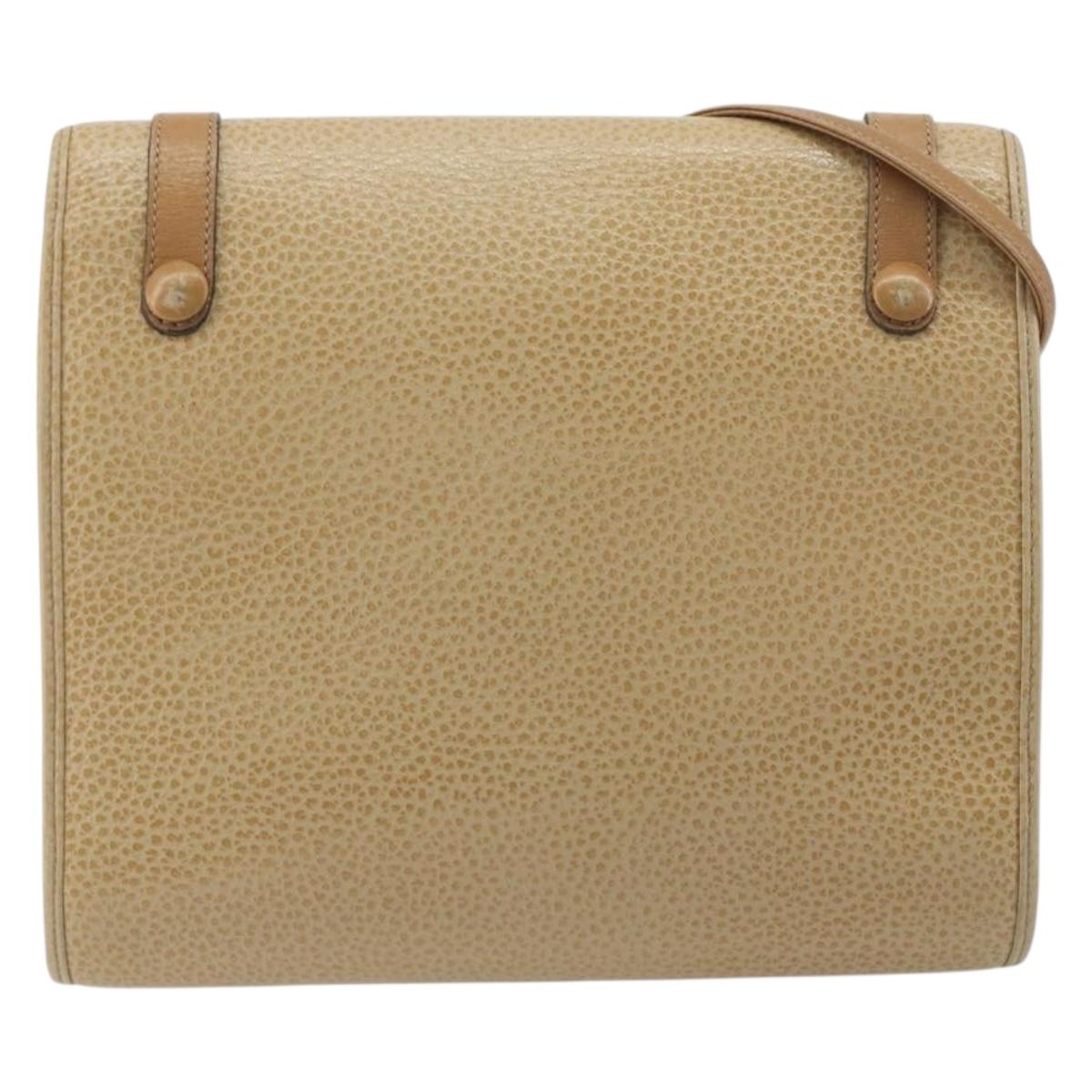 Christian Dior Shoulder Bag Leather Beige Gold Tone Auth ep15464