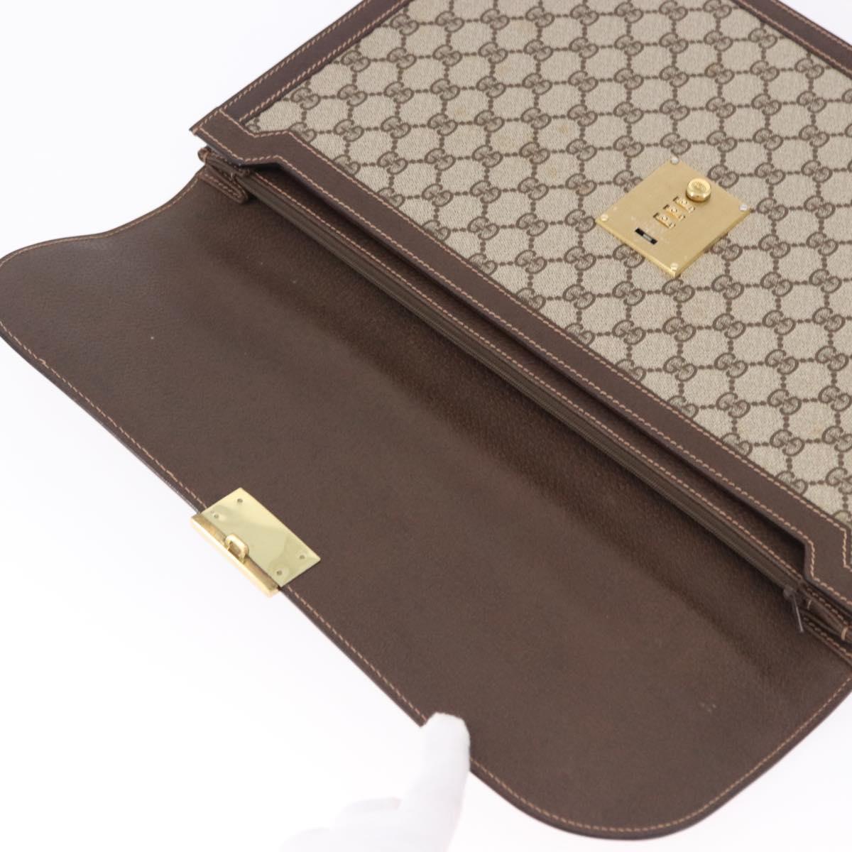 GUCCI GG Supreme Business Bag PVC Leather Beige Gold 904 20 002 Auth ep15466