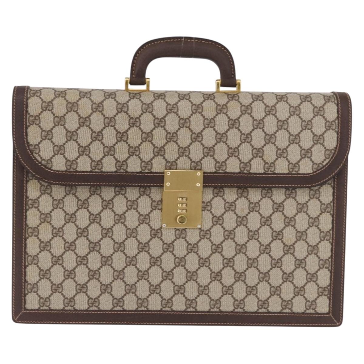 GUCCI GG Supreme Business Bag PVC Leather Beige Gold 904 20 002 Auth ep15466