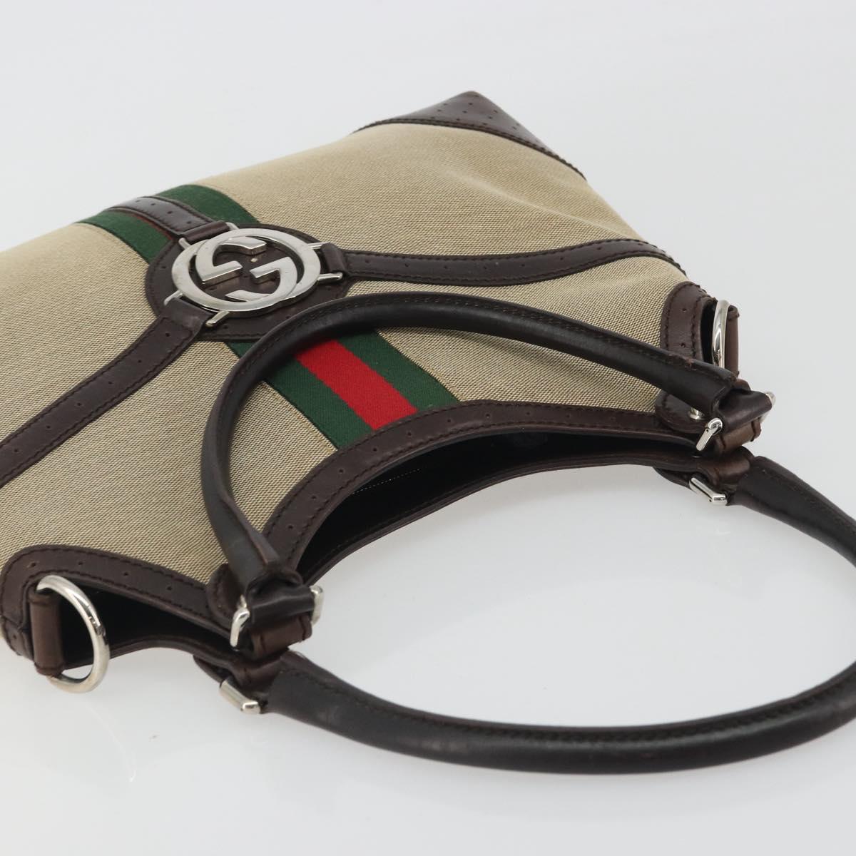 GUCCI Hand Bag Canvas Beige Silver 114875 Auth ep15468A