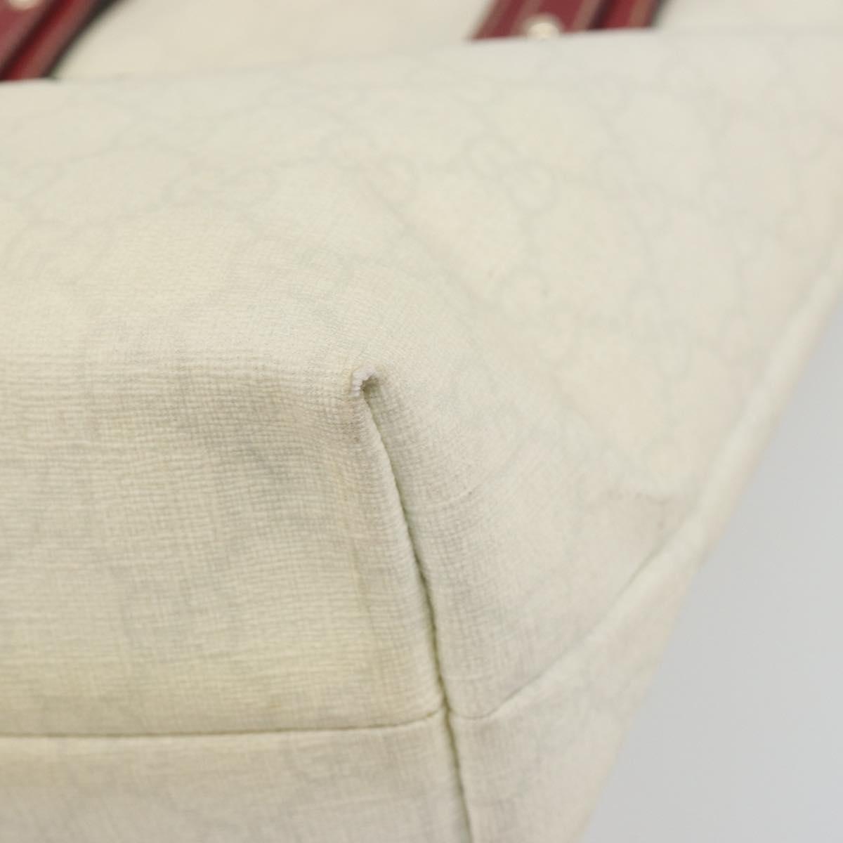 GUCCI GG Supreme Hand Bag PVC Leather Outlet White Red 257250 Auth ep15469