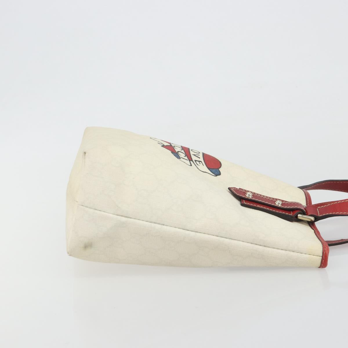 GUCCI GG Supreme Hand Bag PVC Leather Outlet White Red 257250 Auth ep15469