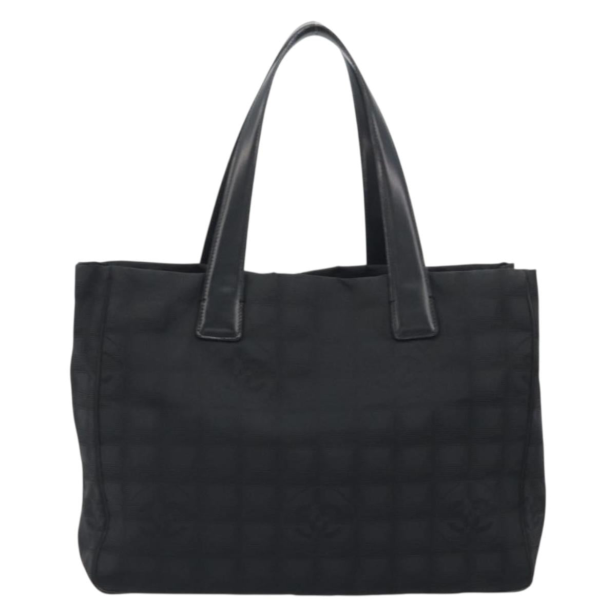 CHANEL New travel line Tote Bag Canvas Black Gold Tone CC Auth ep15472A