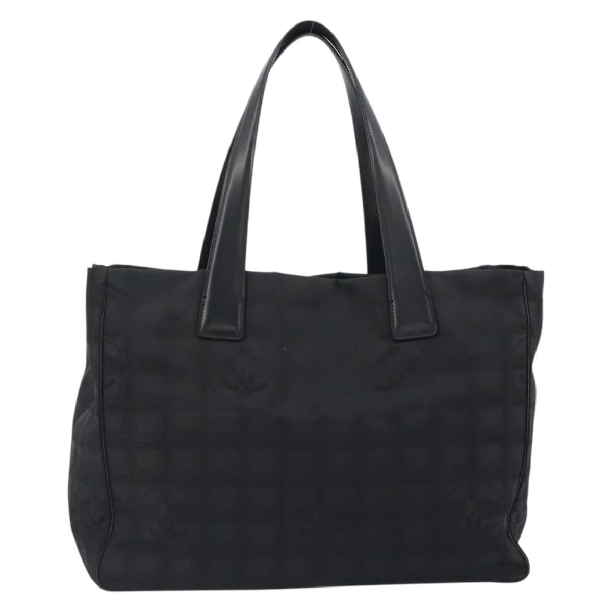 CHANEL New travel line Tote Bag Canvas Black Gold Tone CC Auth ep15472A