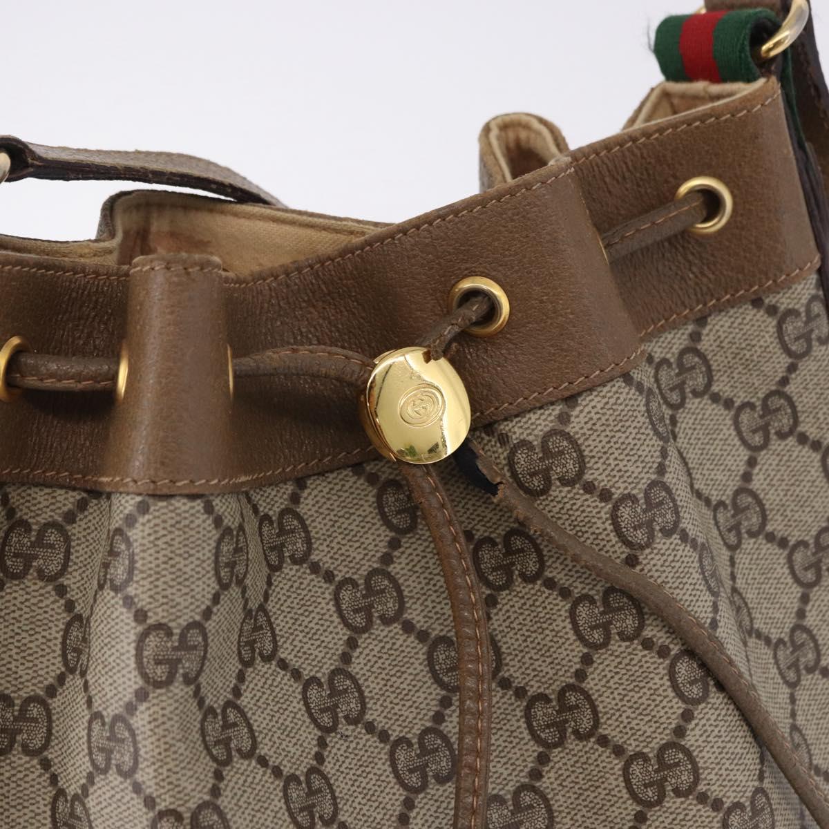 GUCCI GG Supreme Shoulder Bag PVC Leather Beige Gold Tone 41 02 034 Auth ep15475