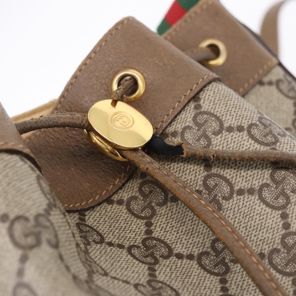 GUCCI GG Supreme Shoulder Bag PVC Leather Beige Gold Tone 41 02 034 Auth ep15475