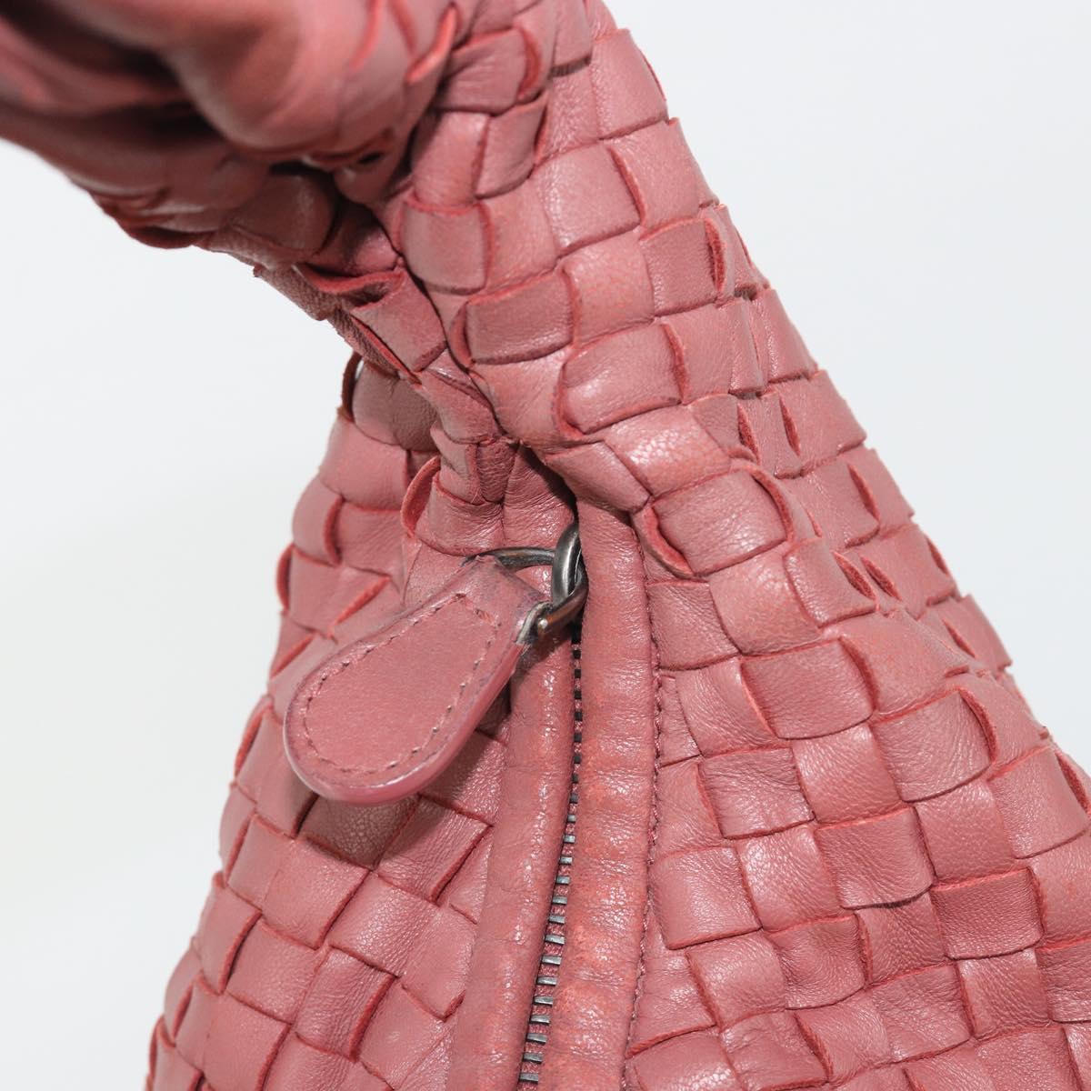 BOTTEGA VENETA INTRECCIATO Hobo Shoulder Bag Leather Pink Silver Auth ep15476A